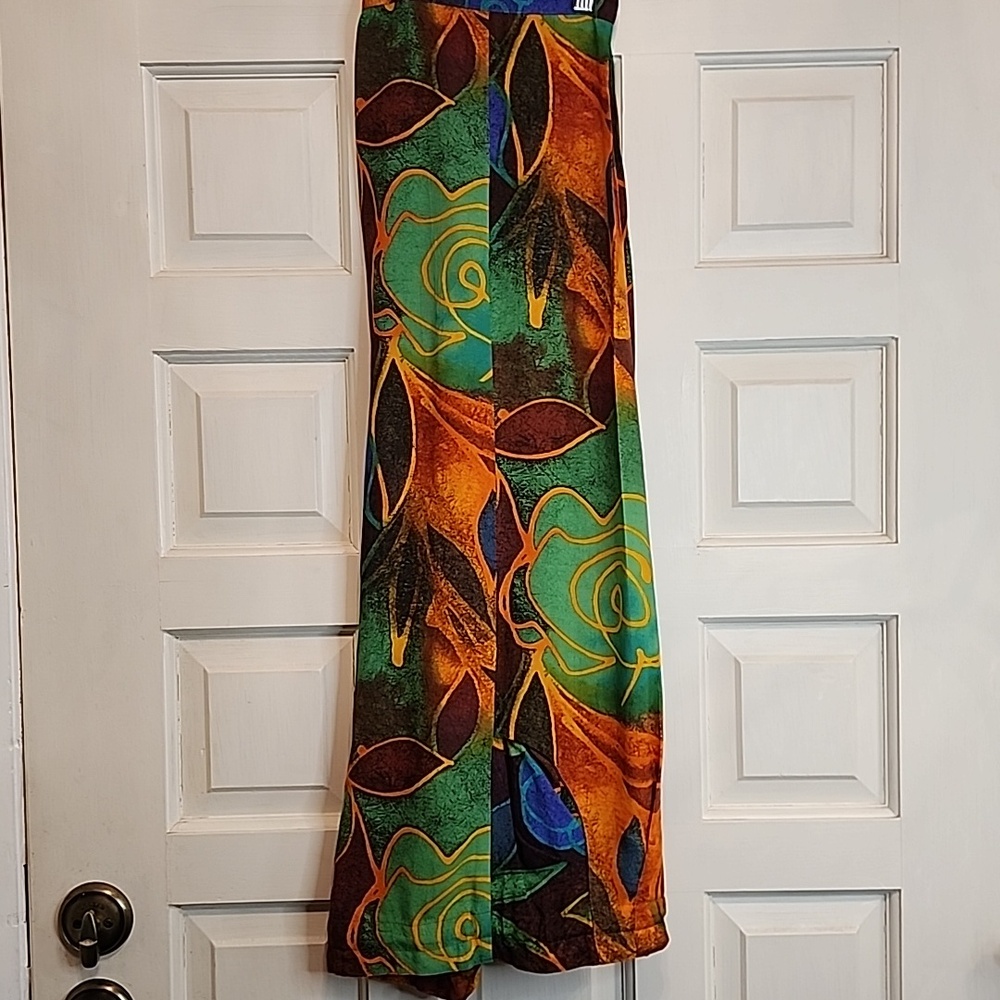 JAMS WORLD Capris/ Pants Rayon Multicolor Vibrant Floral Abstract Pockets - Picture 13 of 13